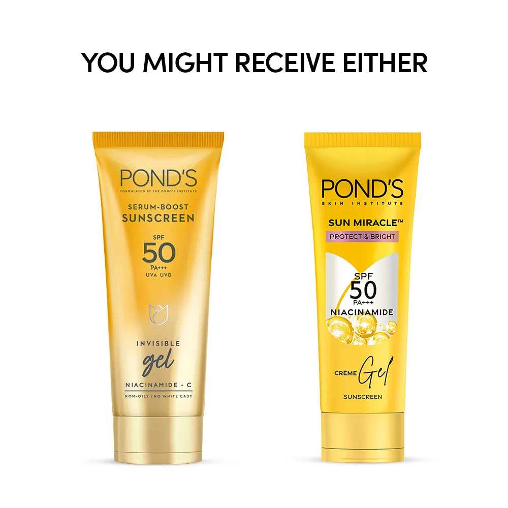 Ponds Sun Miracle SPF 50 PA+++ Creme Gel Sunscreen | Protect & Bright |With Niacinamide |100 gm